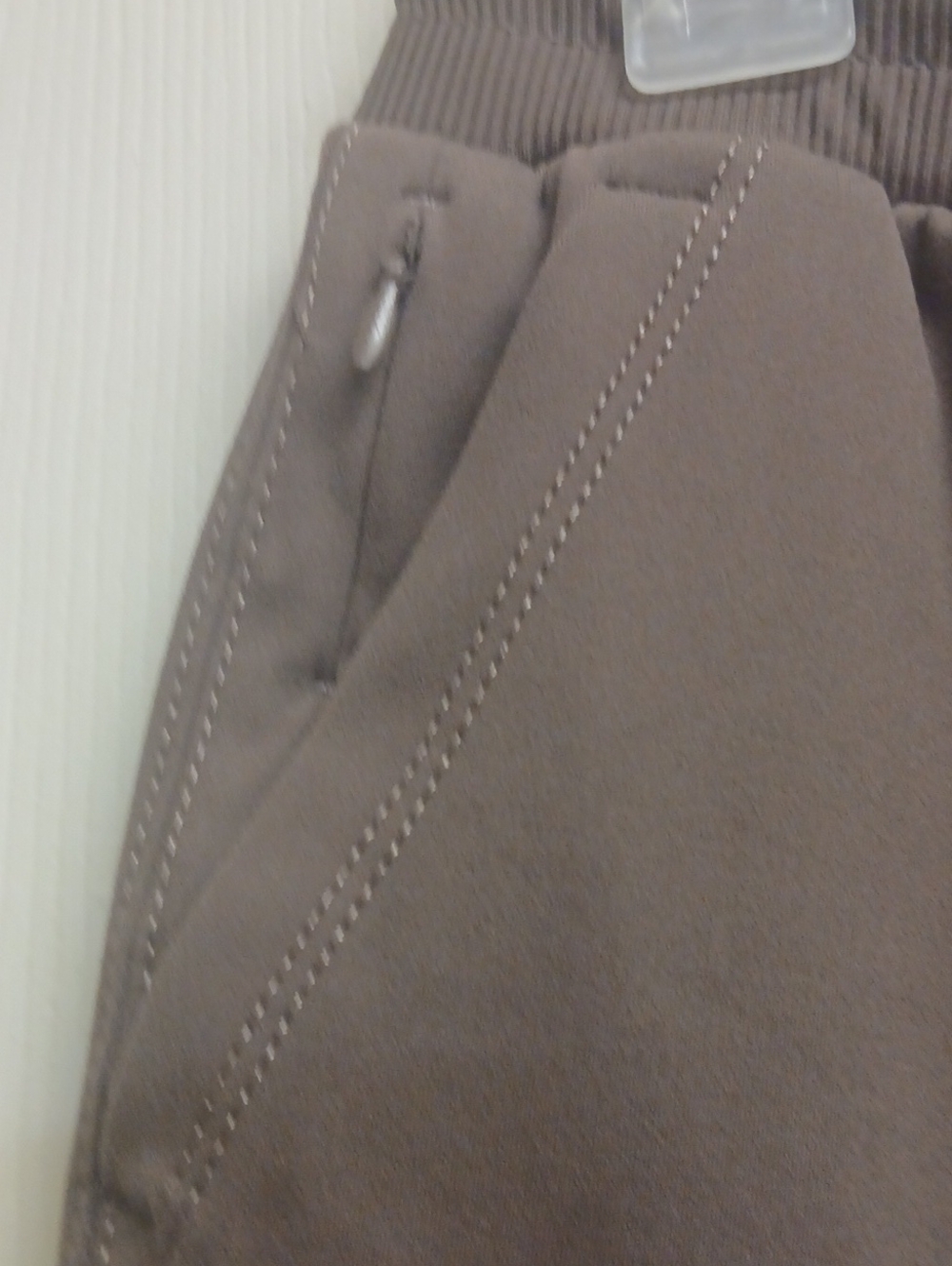 ​Rachel Zoe Taupe Ribbed Knit Jogger Pants Size Large Drawstring Lounge Casual - Picture 5 of 12